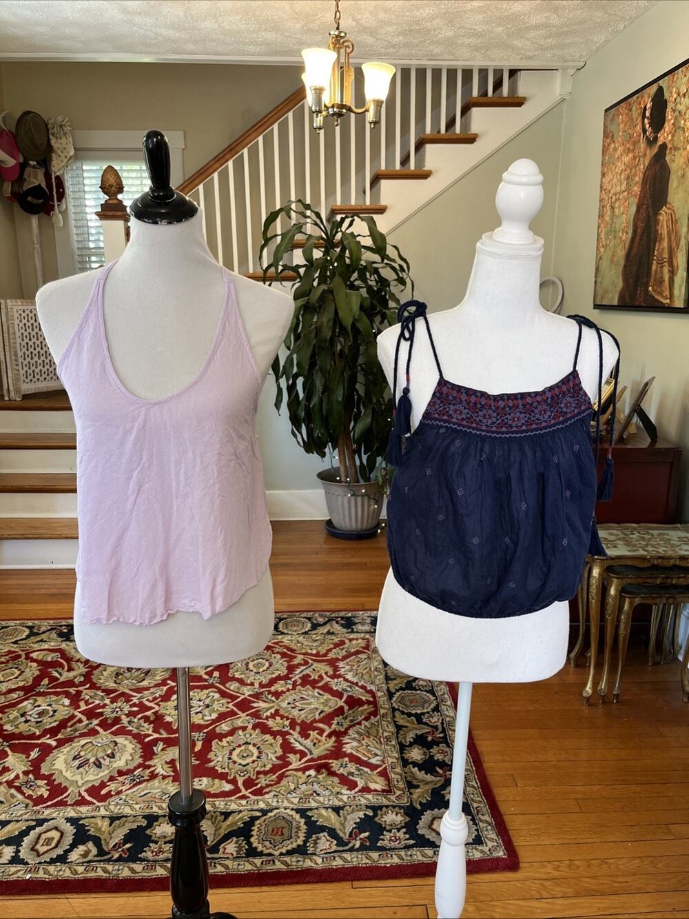 Lot Of 2 Free People x Intimately Free Cropped Tank Tops XS Embroidered Boho
